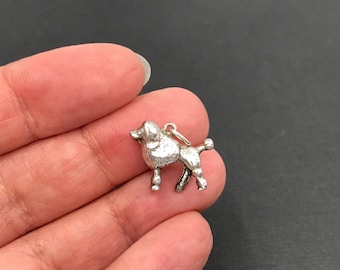 Vintage 1970s sterling silver Poodle dog bracelet charm or small pendant