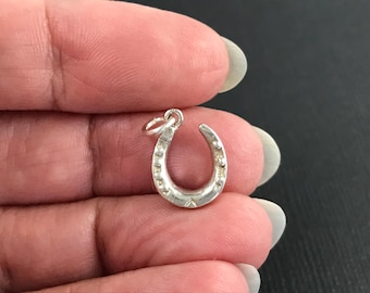 Dainty vintage sterling silver Lucky Horseshoe bracelet charm or pendant