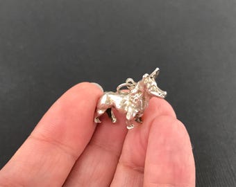 Large vintage 925 sterling silver Corgi dog bracelet charm or small pendant