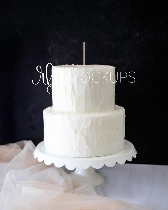 White Cake With Black Background and Pick Styled Stock Photo - Etsy