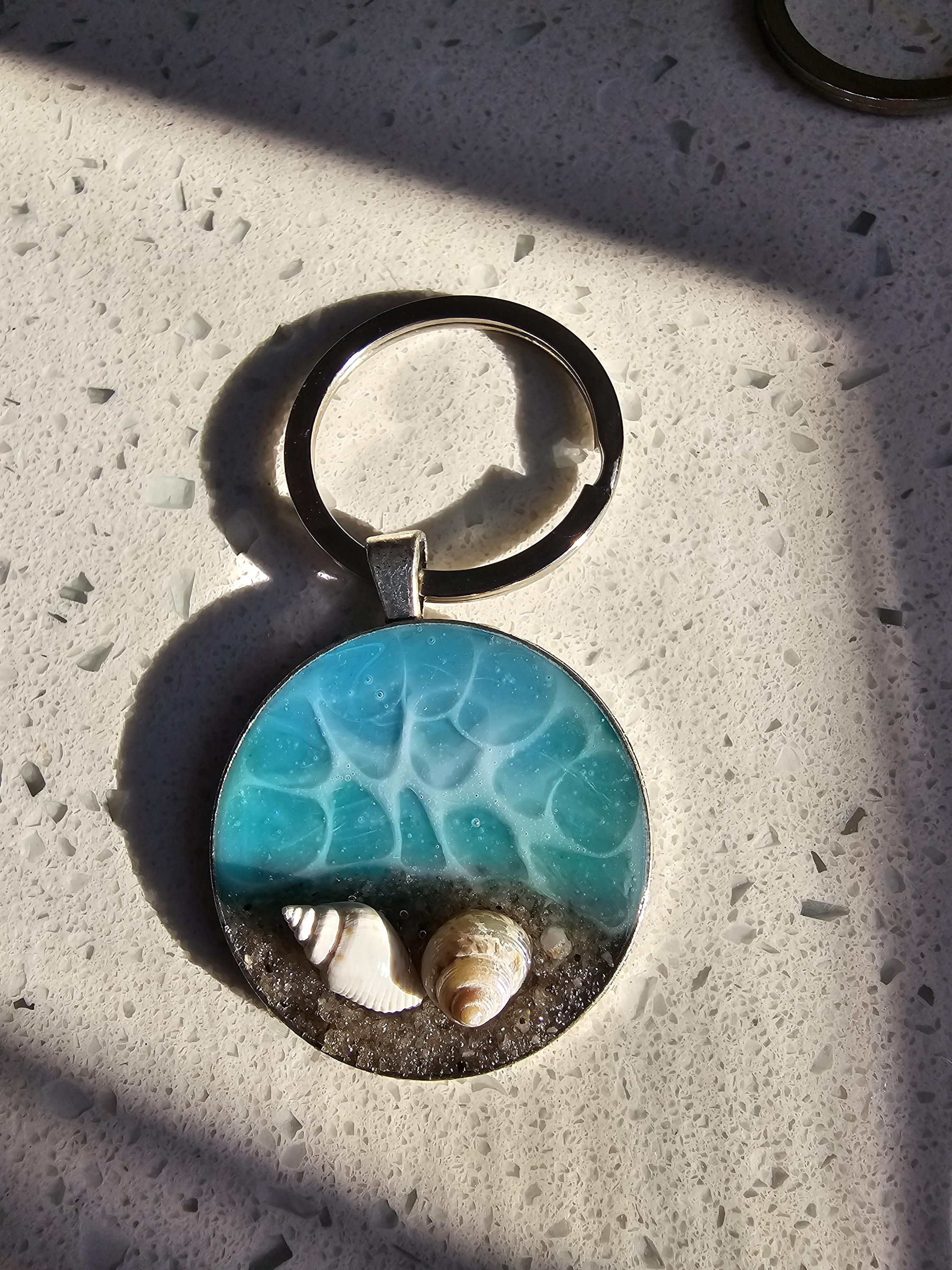 Ocean Resin Waves Beach Scene Keychain Real Venice Beach FL Sand ...