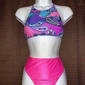 High Waist Thong & Halter Top Rave Set Festival Outfit Size Medium