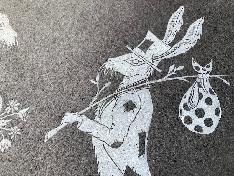 Hobo Bun Couple original linocut print
