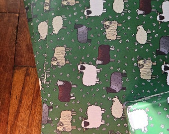 Green Sheep Posh Wrapping Paper pack of 5 sheets