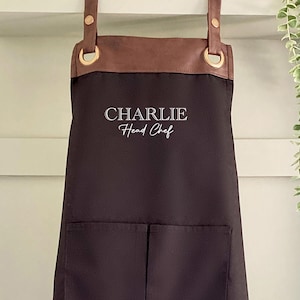 Delantal de chef personalizado con bolsillos y nombre personalizado (papá, esposo, abuelo). Regalo de Navidad o cumpleaños (Reino Unido). Envío gratuito.