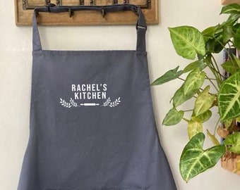 Premium Kitchen Apron with Pockets, Printed with Personalised name - Mum, Nan, Wife, Auntie,Mothers Day / Birthday Gift UK - FREE Uk Postage