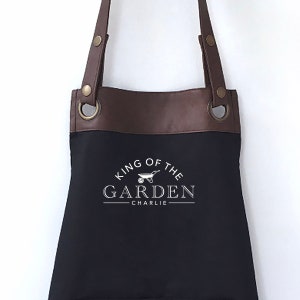 Delantal de jardín con adornos de cuero sintético premium con bolsillos, personalizado - papá, esposo, abuelo, día del padre / regalo de cumpleaños Reino Unido - Franqueo GRATUITO del Reino Unido