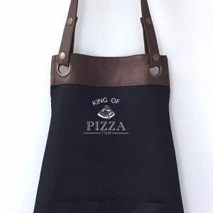 Delantal de pizza de piel sintética de primera calidad con bolsillos, personalizado. Regalo para papá, esposo, abuelo o cumpleaños en el Reino Unido. Envío gratuito.