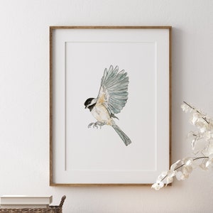 Chickadee Art Print, Bird Art, Bird Wall Art, Watercolor Bird, Chickadee Watercolor Print