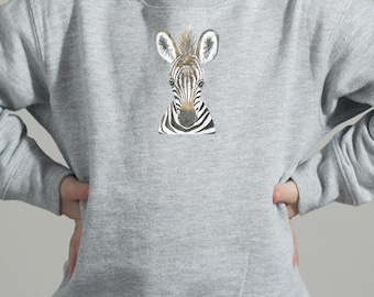 Zebra Sweatshirt, Kid's Crewneck, Zebra Shirt, Custom Sweatshirt, Personalized Toddler T-shirt, Zebra Clothing, Gender Neutral