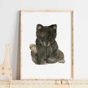 Bear Print, Nursery Art, Woodland Art, Bear Cub, Bear Art, Child Art, Neutral Art, Art Print, Watercolour, Black Bear Cub