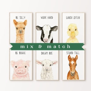 Farm Animal Nursery Prints, Set of 6, Farm Nursery decor, Farm Baby animals for Nursery, Nursery Wall Art, Nursery Decor