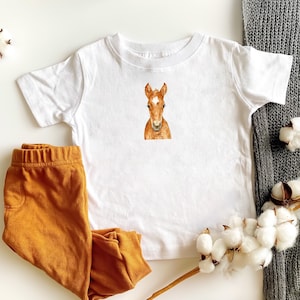 Horse Toddler T-Shirt, Foal T-shirt, Kid&#39;s T-shirt, Farm Toddler Shirt, Personalized Toddler T-shirt, Custom Shirt for Child, Horse clothing