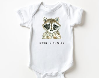 Personalized Raccoon Baby Onesie – Woodland Shower Gift