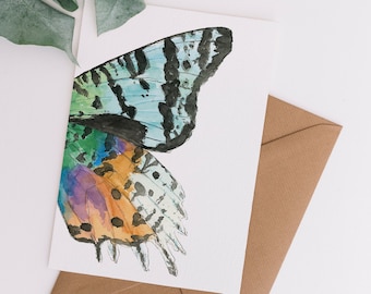 Butterfly Blank Card, Minimal Greeting Card, Butterfly Wing, Watercolour Greeting Card, Butterfly Art, Women's birthday card