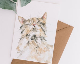 Tabby Cat Greeting Card, Cat Card, Handmade Card, Blank Card, Birthday Card, Animal Card, Kitten Card