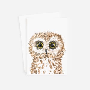 Carte de hibou - carte d'animal des bois - oeuvre d'art de hibou - stationnaire de hibou - carte minimale de baby shower - carte minimale de baby shower d'animal