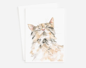 Aquarel wenskaart Cyperse kat - blanco binnenkant