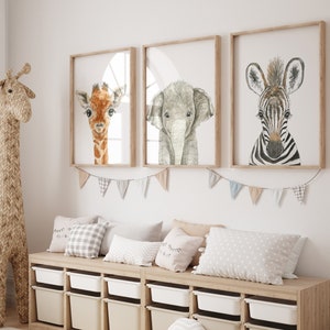 Baby Animal Nursery Prints | Nursery Animals Art | Woodland Nursery Decor | Safari Nursery Wall Art | Baby Decor | set of 3 Prints