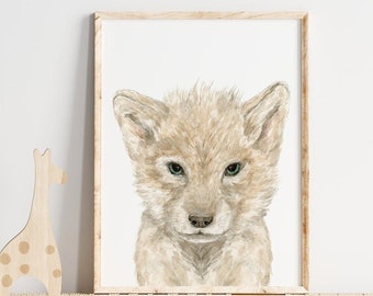 Wolf kwekerij Print, Woodland wolf decor, Baby wolf schilderijen, Wolf cub kwekerij Gift jongen, Woodland kwekerij Wall Decor, Wolf kunst wand decor