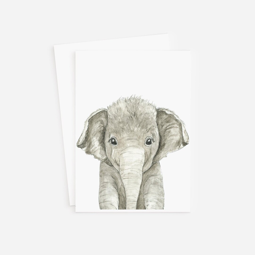 Elefanten Geburtstagskarte, 12,7 X 17,8 Cm – Aquarell-Design Für Kinder, Safari-Party & Danke
