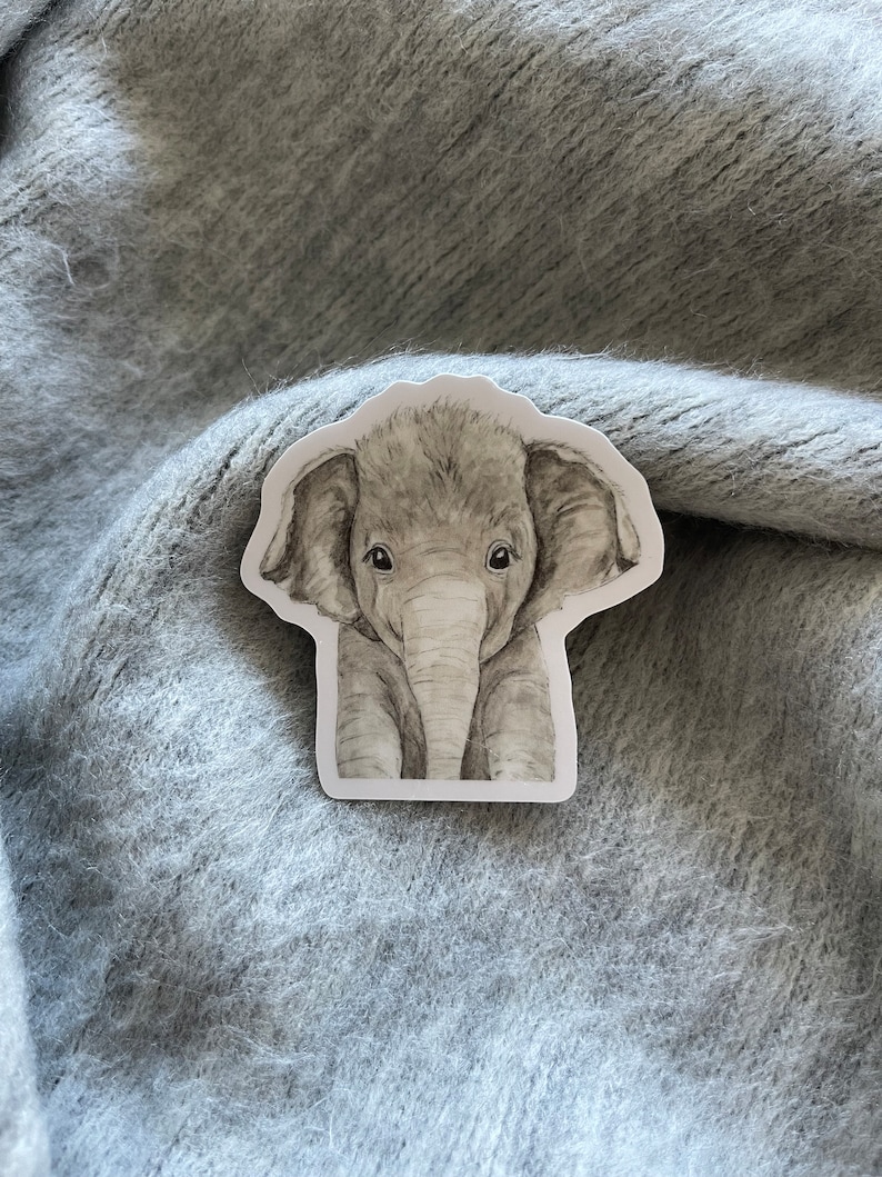 Elephant Vinyl Sticker Cute Sticker Elephant Decal Etsy