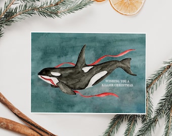 Orca Christmas Card, Killer Whale, Christmas Card, Christmas Card Set, Holiday Card