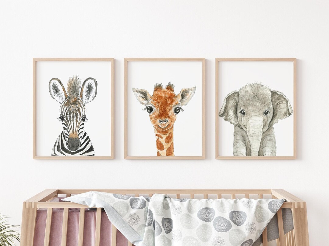 Watercolor Safari Nursery Print Set, Baby Animal Art (set of 3) - Etsy