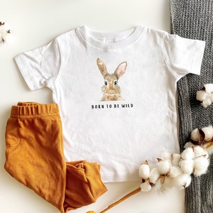 Born to be Wild Bunny T-Shirt, Rabbit T-shirt, Kid&#39;s T-shirt, Woodland Animal Toddler Shirt, Personalized Toddler T-shirt