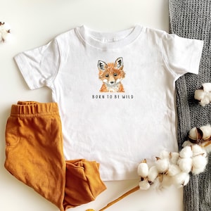 Born to be Wild Fox Toddler T-Shirt, Fox T-shirt, Woodland Toddler Shirt, Personalized Toddler T-shirt