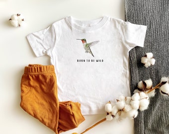 Born to be Wild Hummingbird T-shirt, Bird T-shirt, Kid's T-shirt, Animal Toddler Shirt, Gepersonaliseerde Peuter T-shirt,