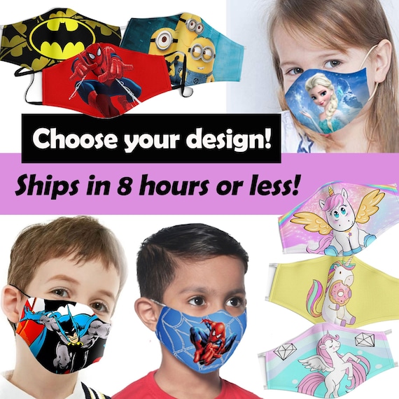 Child Face Mask Disney Face Mask for Kids Reuse Face Mask Etsy