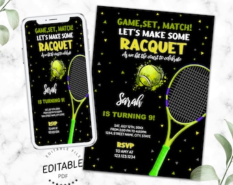 Tennis Invitation Etsy