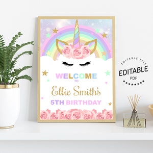 unicorn welcome sign unicorn birthday sign printable unicorn etsy ireland