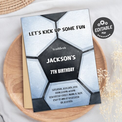 Editable Soccer Birthday Invitation Digital Soccer Party Etsy