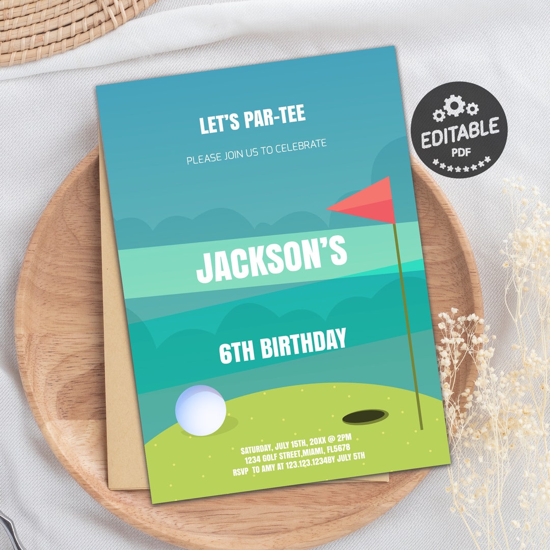 Golf Invitation Golf Birthday Invitation Let's Partee Etsy