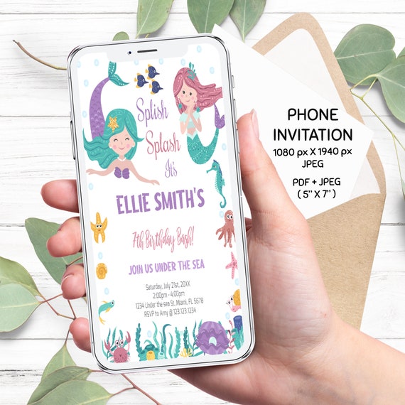 Mermaid Birthday Invitation Mermaid Invitation Mermaid Etsy