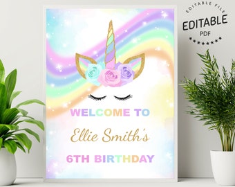 unicorn welcome sign etsy