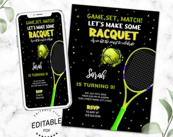 Tennis Invitation Etsy