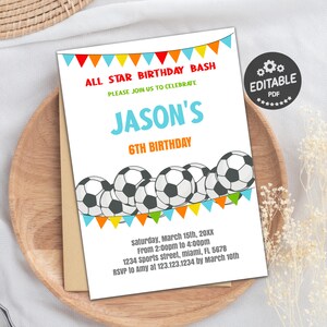 Kids Birthday Party Invite Kids Football Invitation Boys Etsy 日本