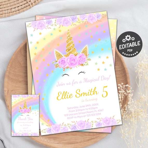 Unicorn Invitation, Unicorn Birthday, Unicorn Birthday Party, Girl.