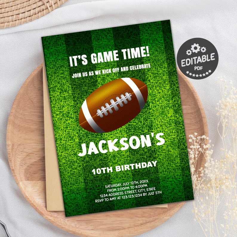 Football Invitation Football Birthday Invite Football Etsy