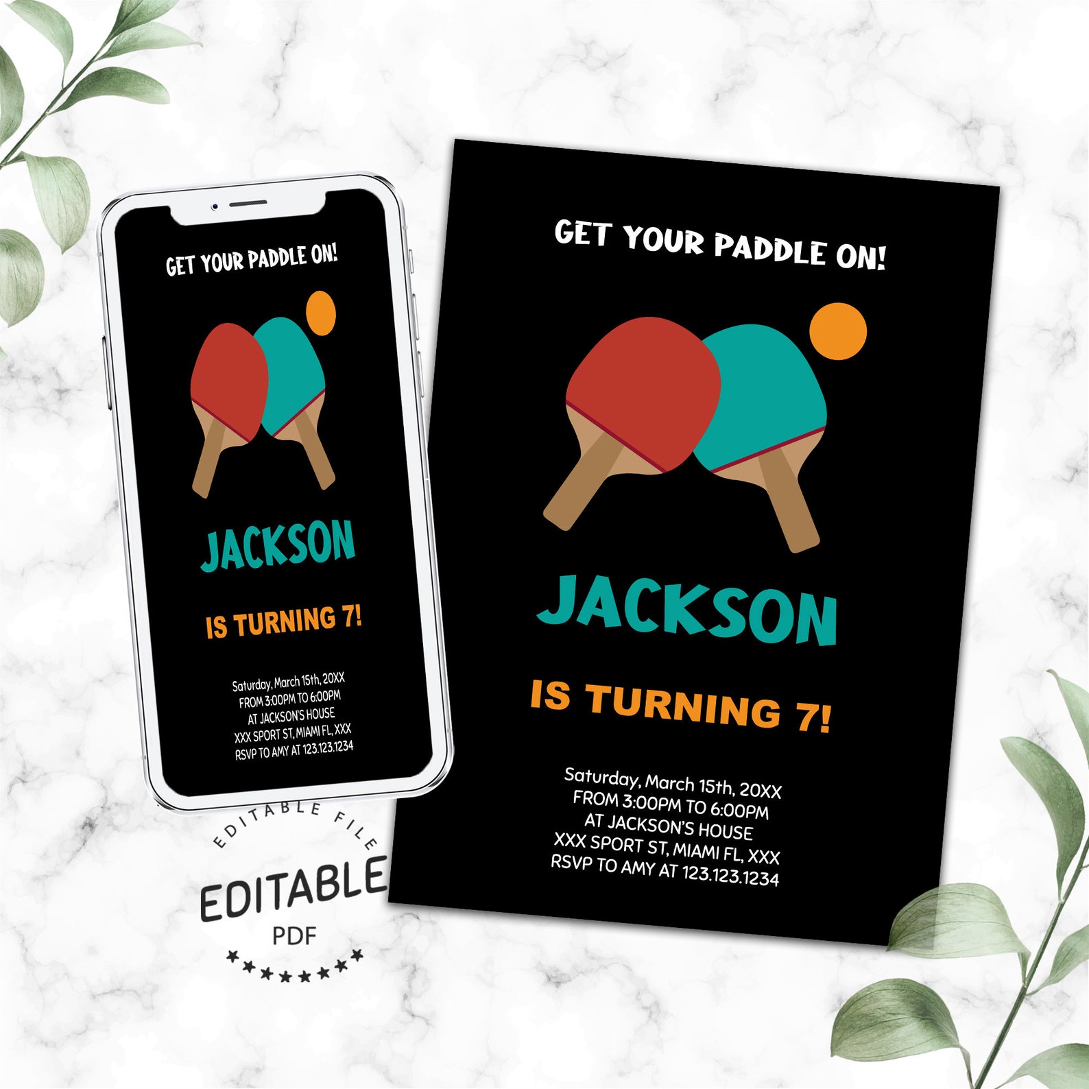 Ping Pong Invitation Ping Pong Party Table Tennis Birthday Etsy