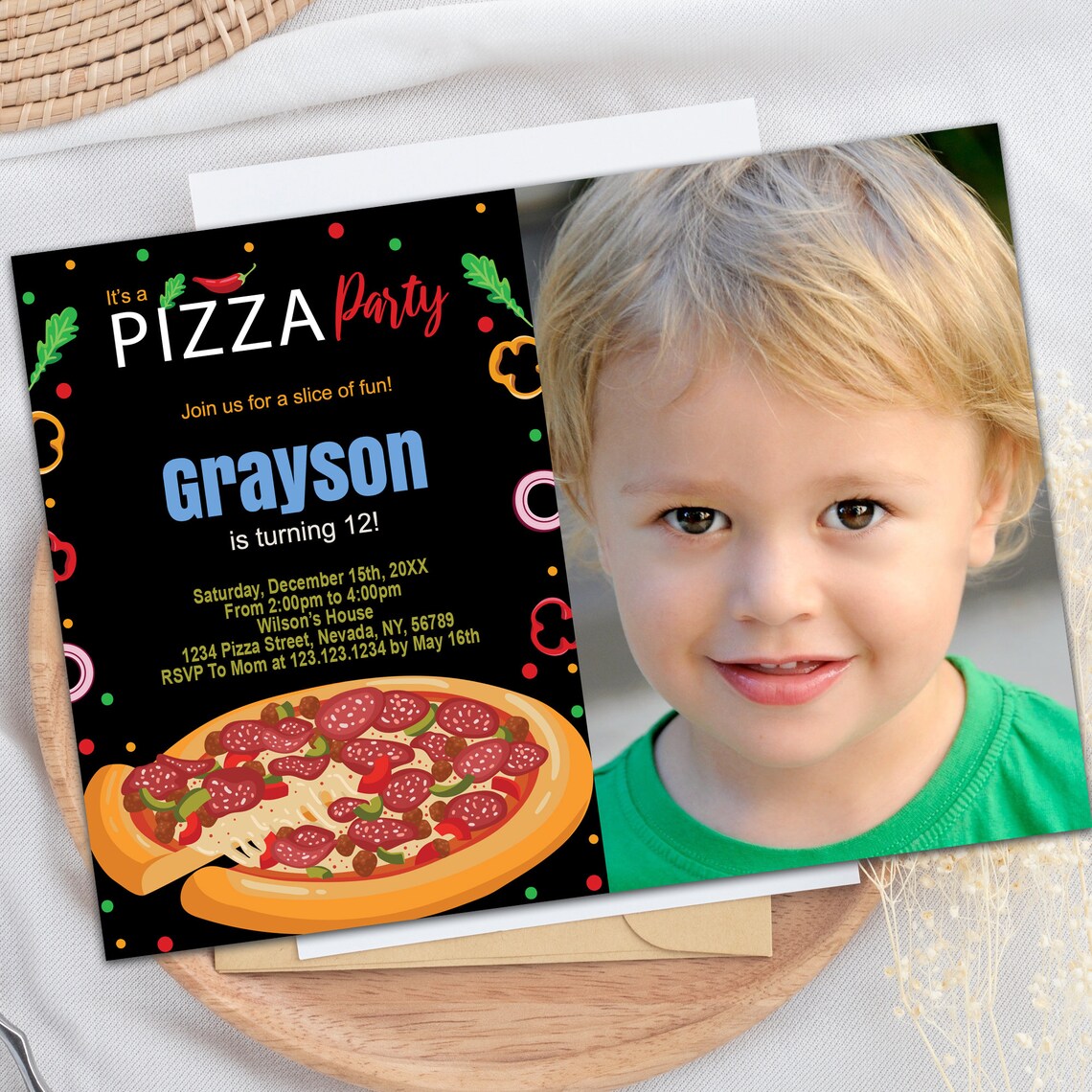 Pizza Party Invitation Pizza Birthday Pizza Birthday Party Etsy
