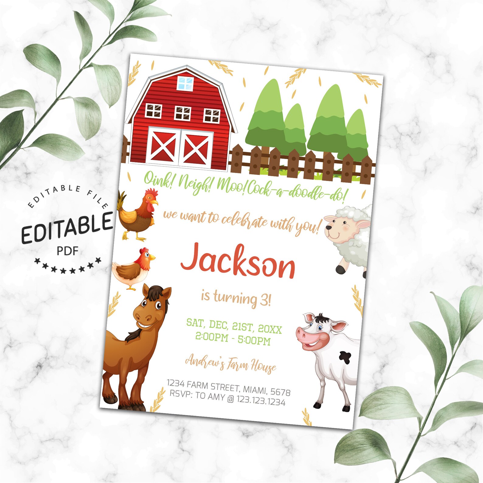Farm Invitation Farm Birthday Invitation Printable Farm | Etsy