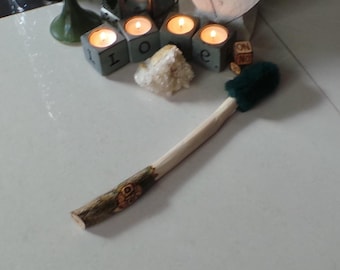 Handmade Holly Wood Drum Beater: Faux Fur Head, Owl Spirit Animal