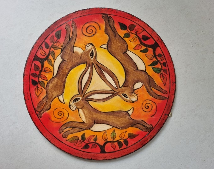 Rabbit Trinity The Holy Trinity Three Hares Spiritual Original Art, Hand Painted Wood ...