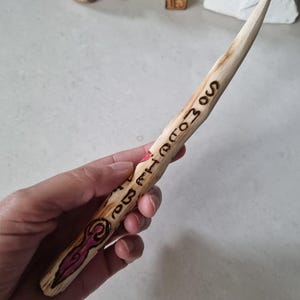 Handmade Driftwood Ogham Wand: Wiccan Pagan Ritual Altar Tool