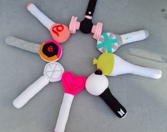 K-Pop Lightstick tejido a ganchillo, BTS, Blackpink, Twice, TXT, Girls Generation, Exo, Red Velvet, Mamamoo, Amigurumi