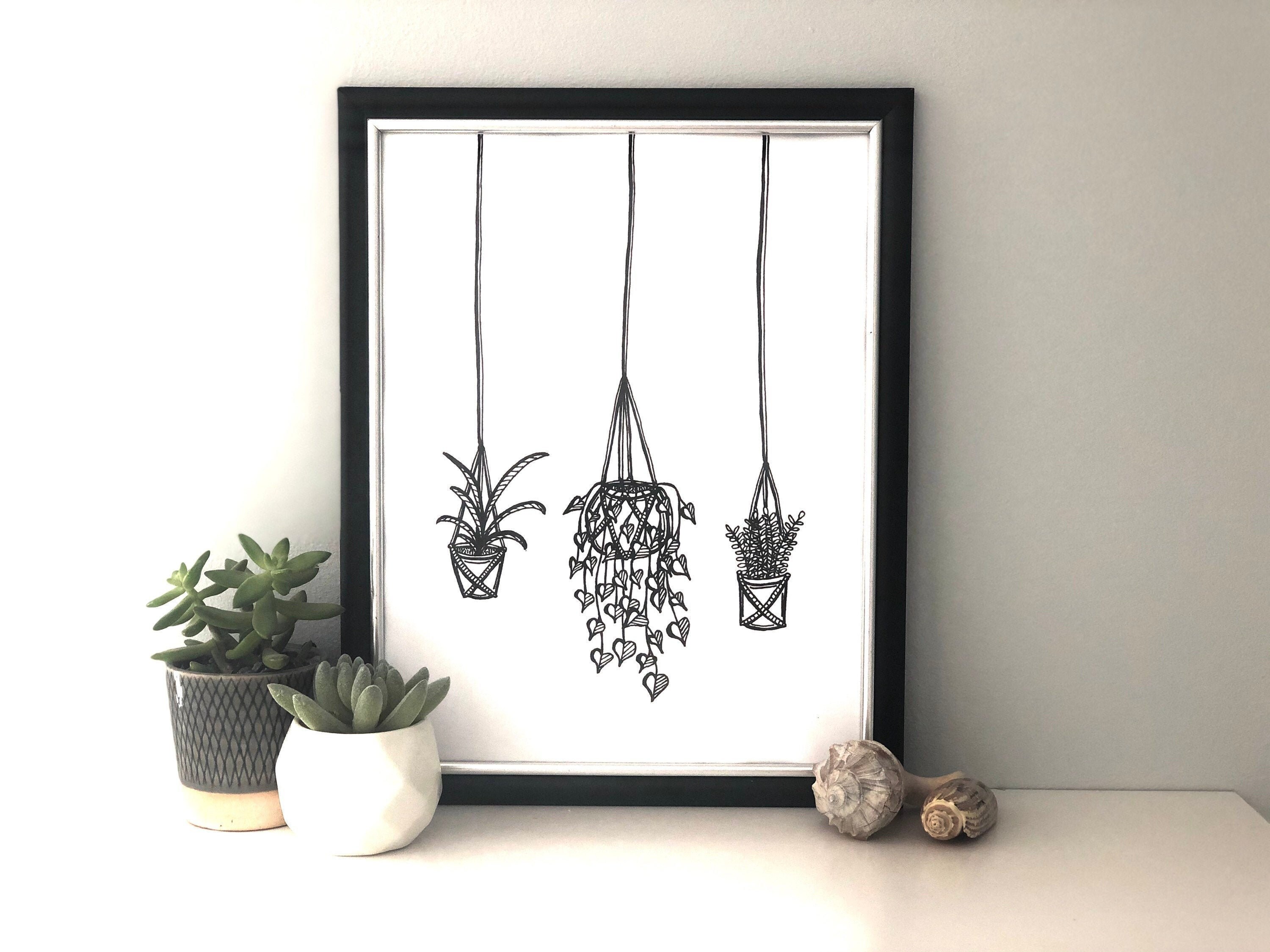 Aesthetic Hanging Plants Printable Wall Art Boho Plants Etsy